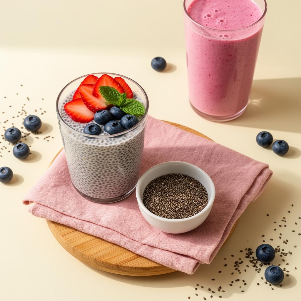 Chia pudding com frutas frescas